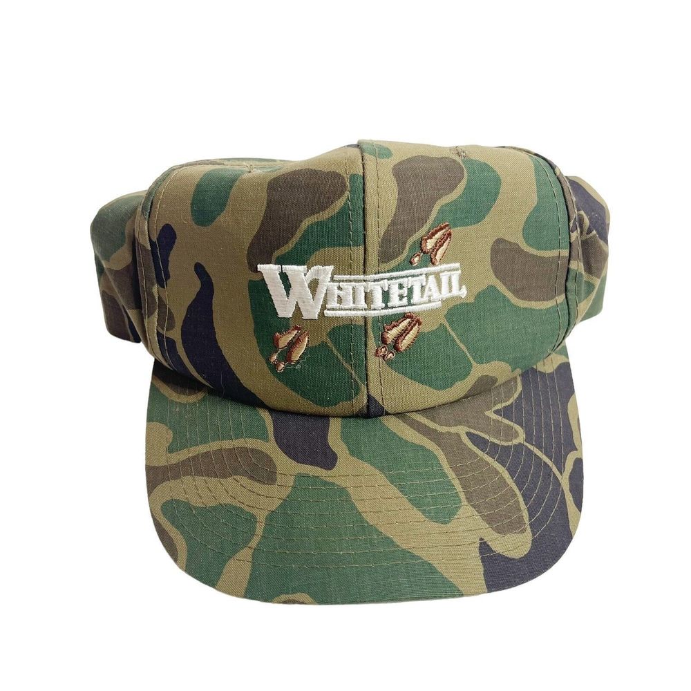 Vintage Whitetail Camouflage Embroidered Hat Hunting Made In USA Baseball Cap - Picture 1 of 4